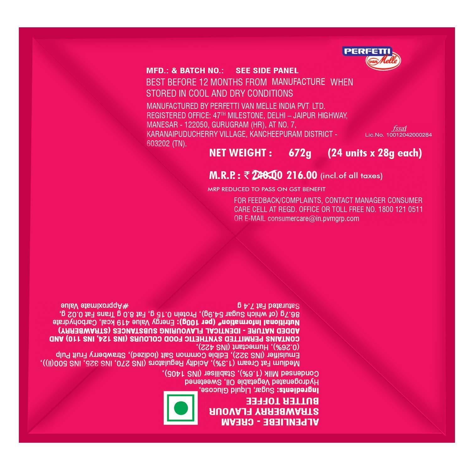 Alpenliebe Alpenliebe Gold, Cream Strawberry Candy Stick Pack, 720 g- Pack of 20