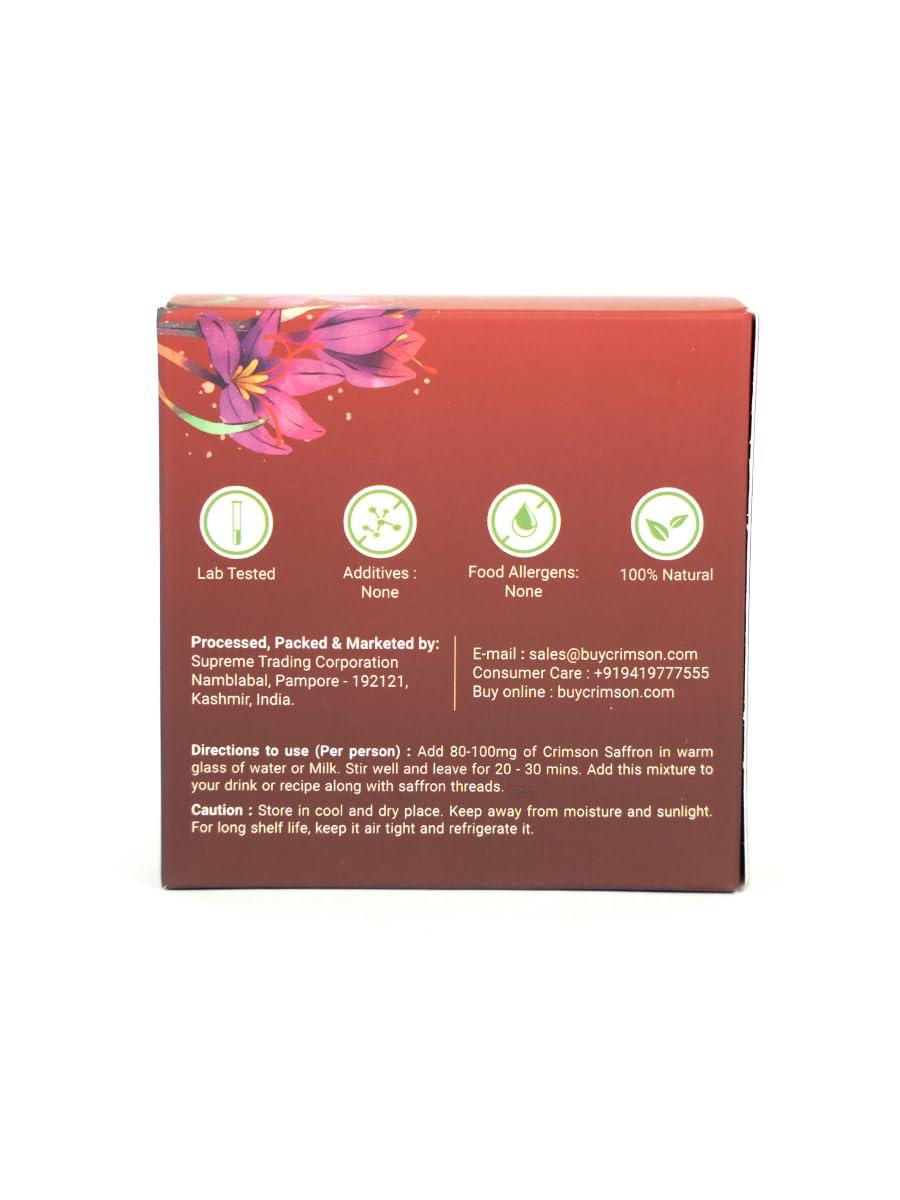 CRIMSON Crimson Kashmir Saffron 1gm | Kashmiri Kesar | Kashmir Saffron | Mongra Saffron | Zafran | Keshar