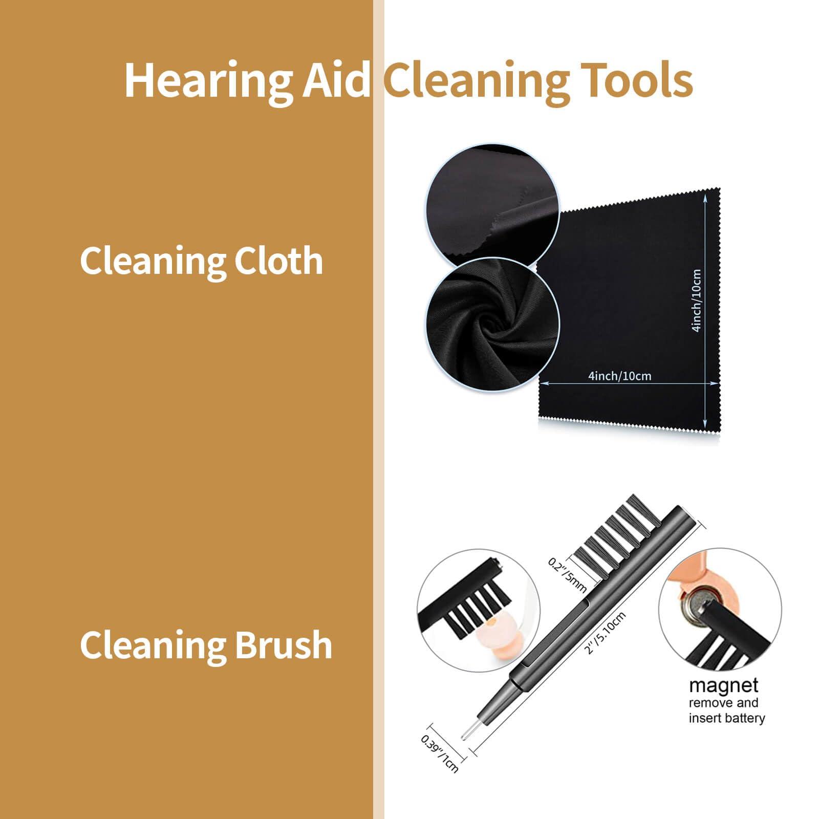 sierescon Sierescon Hearing Aid Tubes - Size #13 Preformed BTE Earmold Tubing 3.5 x 2 mm Hearing Aid Replacement Tube with Gold Lock Hearing Aid Cleaning Kit (6)