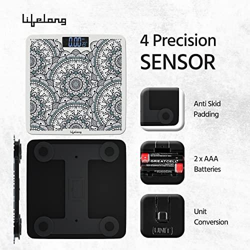 Lifelong Lifelong Nimbus LLWS81 Weighing Scale (Indian Cultural Series - Orissa)|Digital Weight Machine for Body Weight|6mm Thick Tempered Glass with LCD Display|Bathroom Weighing Scale (2 Year Warranty, Grey)
