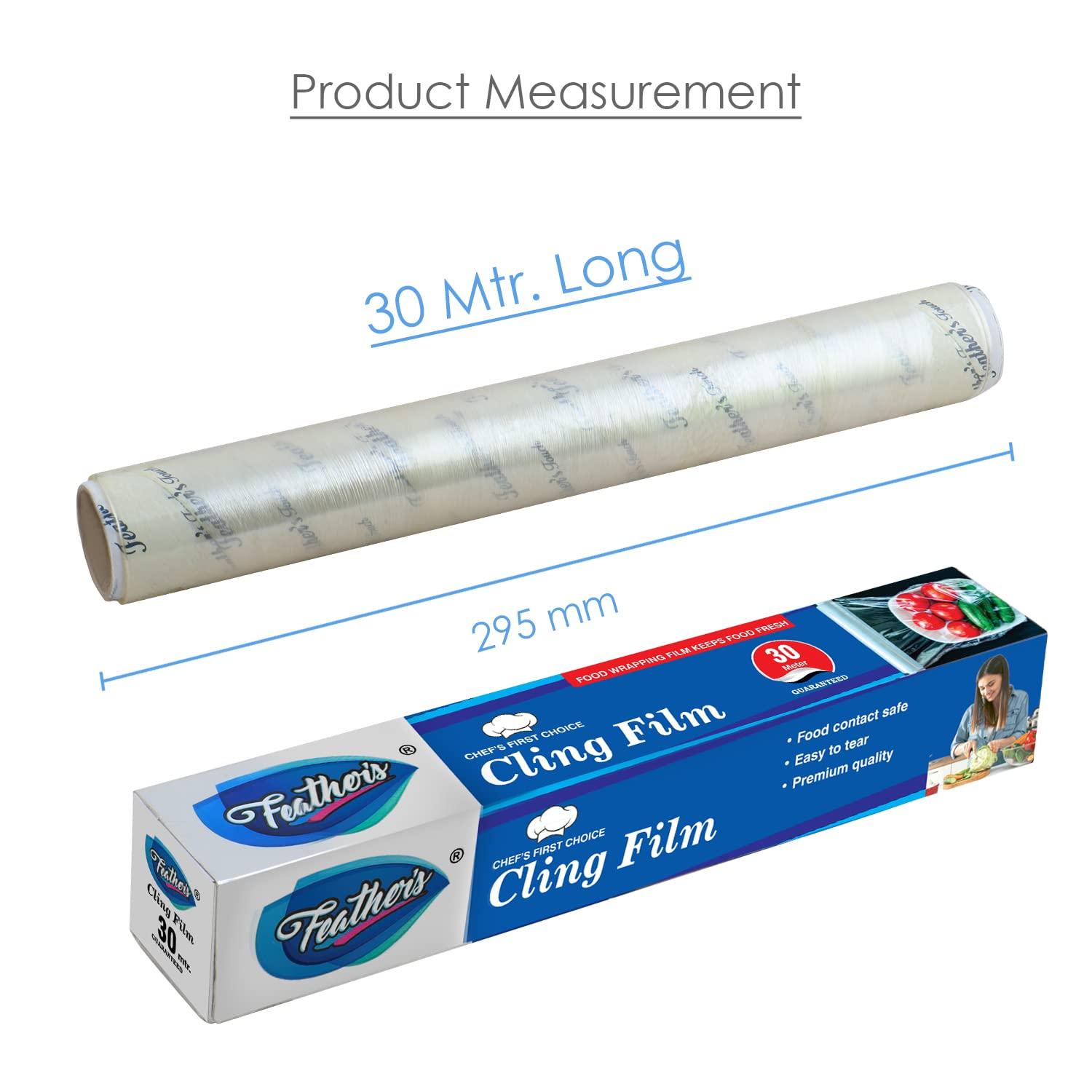 Feather\'s Feathers Cling Film Wrap Food Biodegradable Multipurpose Food Wrapper Non-Stick Microwave Safe (Pack of 2, 30m) (30 Meter)