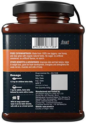 Asveda Asveda Adults and Kid's Sugar Free Chyawanprash with Sona Chandi Bhasma, Jaggery & Raw Honey in Glass Jar for Immunity Booster (1 Kg, 500 gm Each) - Pack of 2