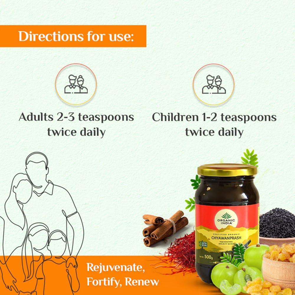 ORGANIC INDIA A TATA Product Organic India Chyawanprash - 500g, Ayurvedic Blend with Vitamin C, Boosts Immunity, Enhances Strength & Stamina, Supports Digestion, Promotes Healthy Skin & Hair, Relieves Cough & Cold