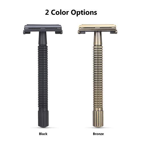 Layfuz Metal Double-Edged Shaving Razor Safety Beard Razor Manual Mustache Removal Traditional Shaving Tool for Hotel Home Travel