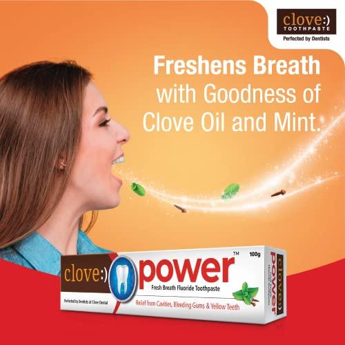 Clove Clove Power Toothpaste: Prevents cavities, tooth decay, and bad breath. Formulated by dental experts- 300 gms(100gm*3) Combo Super Saver Pack