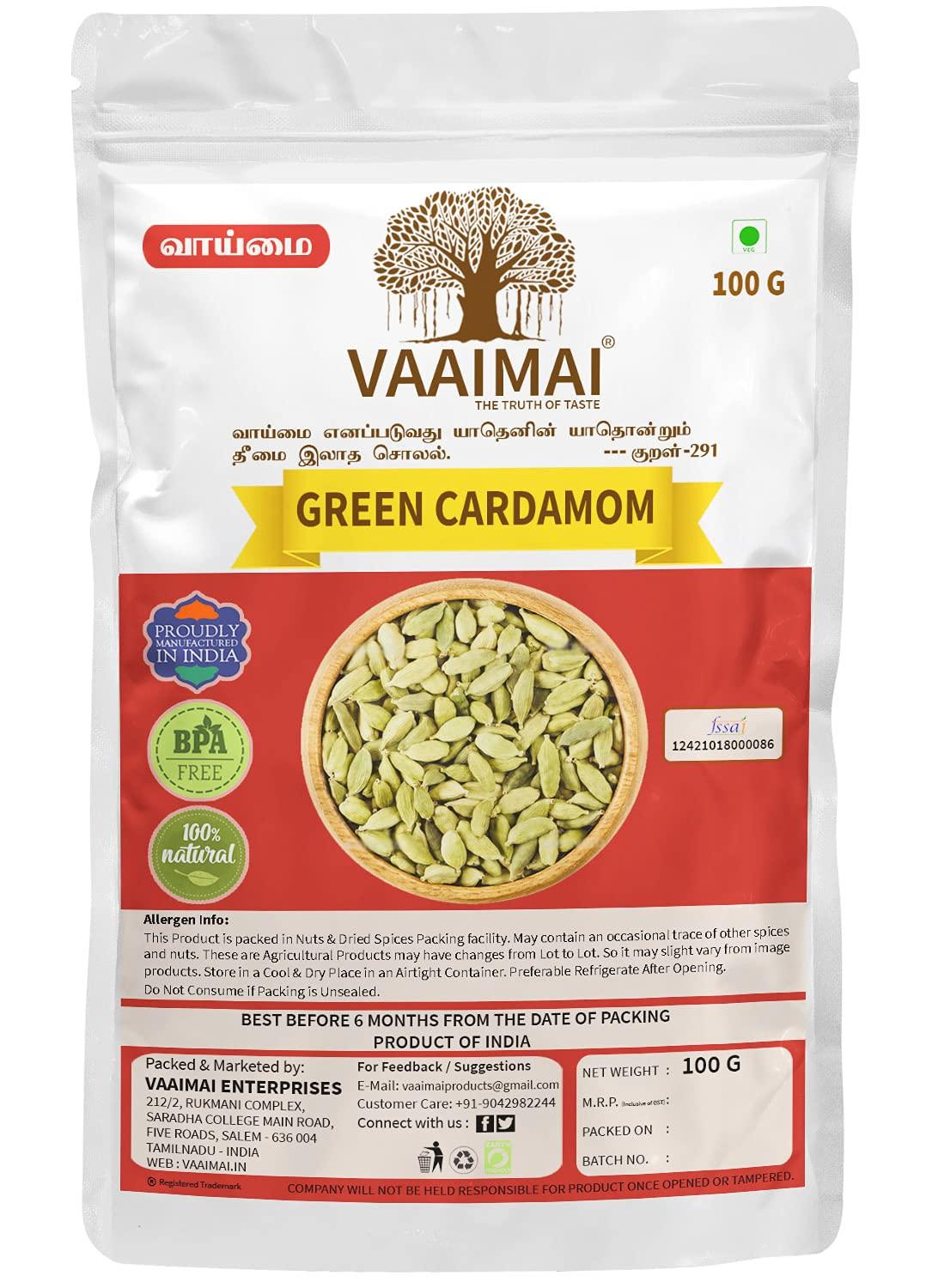 VAAIMAI VAAIMAI Elaichi / Green Cardamom / Elakai, 100g