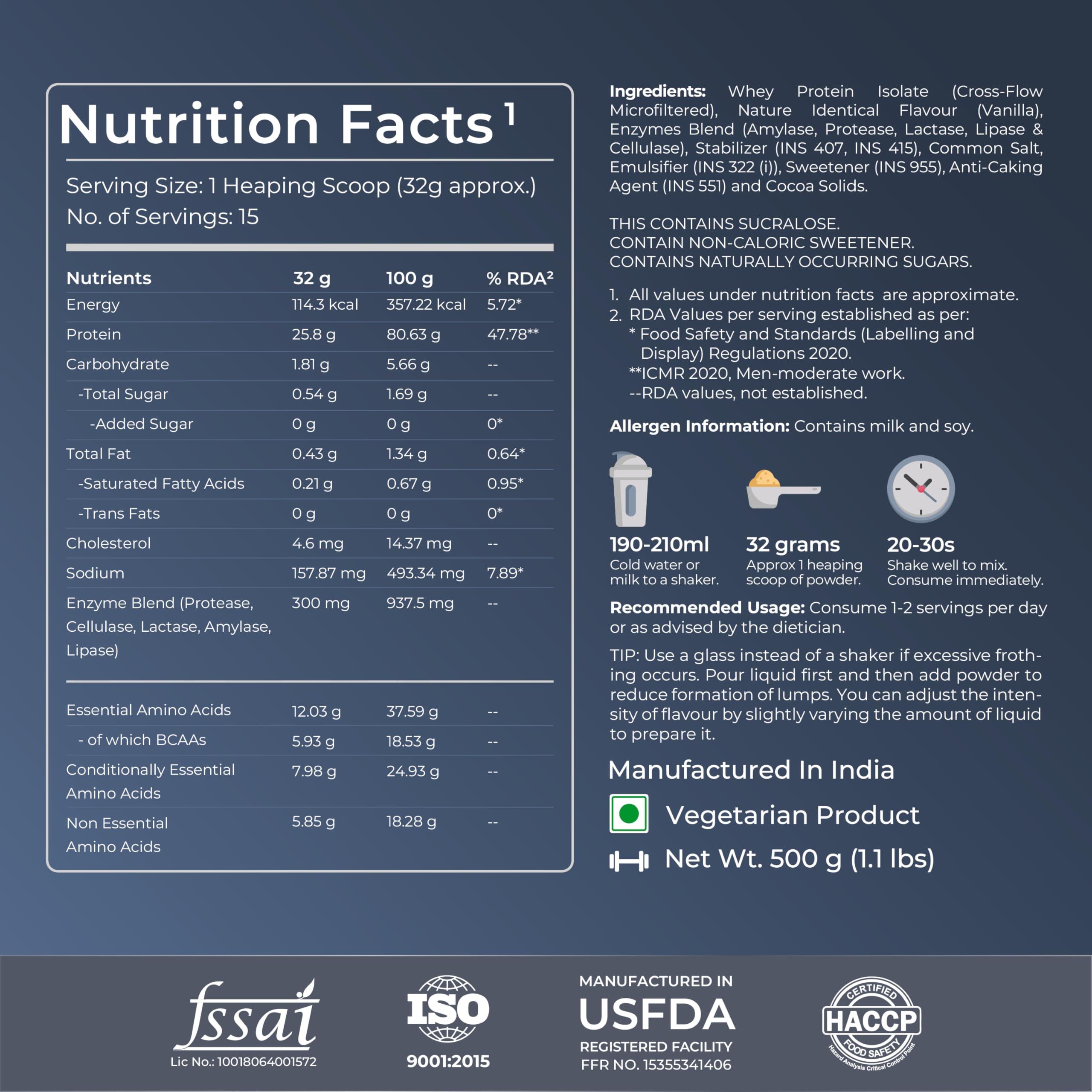 Nutrabay Nutrabay Gold Whey Protein Isolate Powder - 500g, Vanilla Ice Cream | 25g Protein, 5.9g BCAA | Easy to Digest | NABL Lab Tested | Muscle Growth & Recovery | Rich in Glutamic Acid | For Men & Women