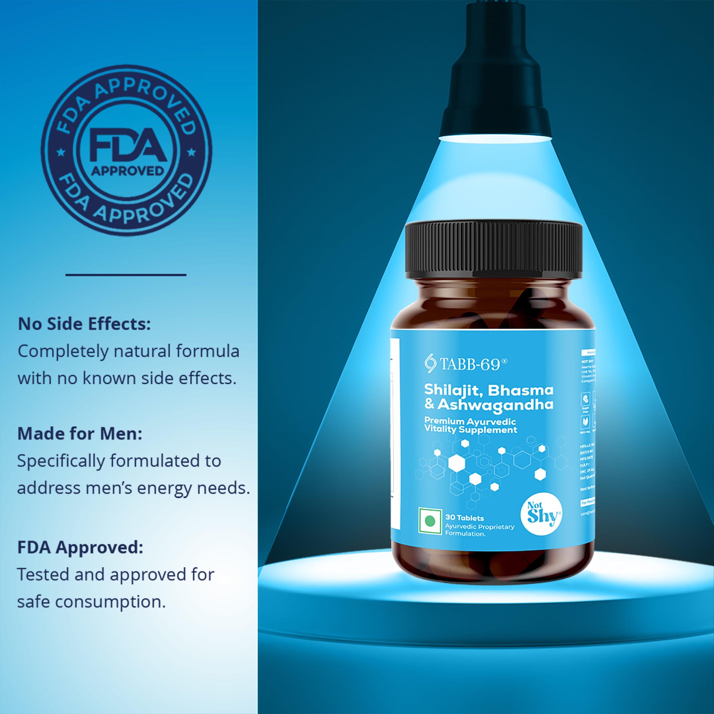 TABB-69 TABB-69 Notshy | Ayurvedic Supplement With Ashwagandha, Kaunch Beej Safed Musli Extracts, | 1 Bottle Of (30 Tablets)