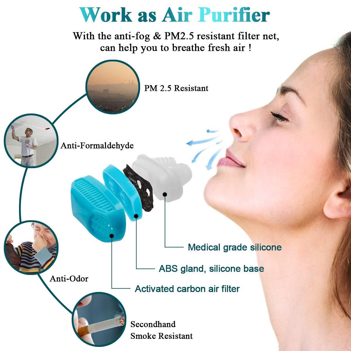 APURK APURK 2 in 1 Nose clip Snoring Solution Snore Stopper Nose Vents Plugs Clip Air Purifier,Anti Snoring Devices Stop Snoring Sleep Aid Nasal Dilator Snore Reducing Aids for Men Women