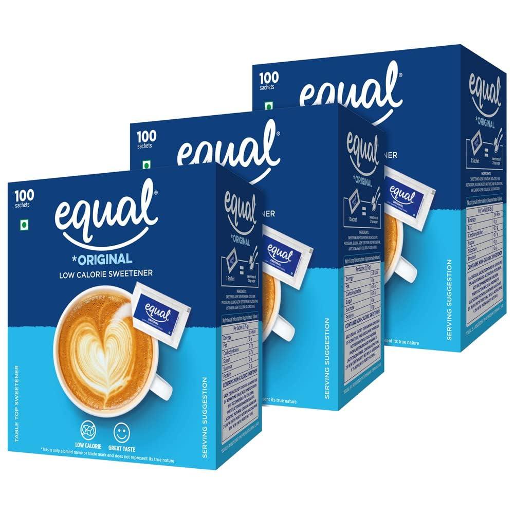 Generic Equal Sweetener, Sugar Free, Low Calories, Sugar - 100 Sachets,(Pack of 3)