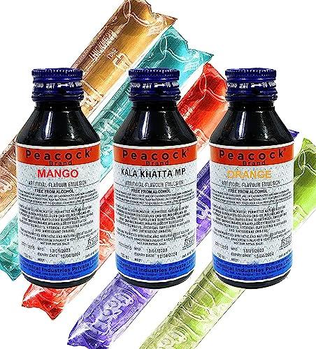 Awadh Pepcee Pepsi Making Flavour Combo of Mango, Orange, Kala Khatta Flavour Essence 100 ML Each Essence Making pepsi chuski and Ice Creams Liquid Food Essence (Pack of 3)