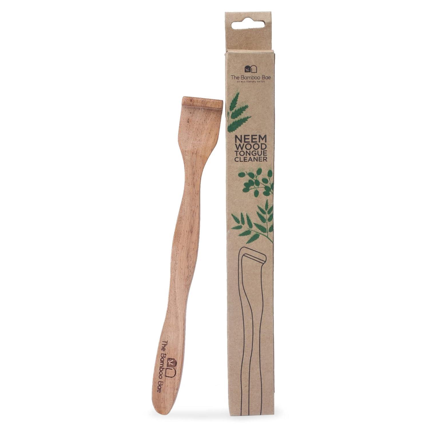 The Bamboo Bae The Bamboo Bae Tongue Cleaner 2 Pcs Handmade Neem Wood Tongue Scraper for Fresh Breath Odour Free Mouth | Handmade Wooden Tongue Cleaner | Sustainable and Natural
