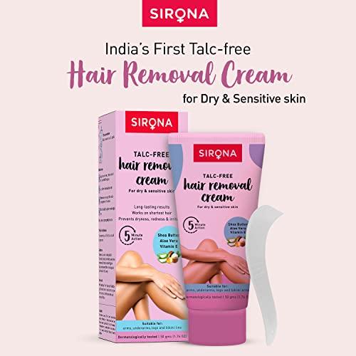 Sirona Sirona Hair Removal Cream, Bikini Hair Removal Cream for Women, Hair Removal Cream for Women, for Bikini Line, Underarm, Legs, Dermatologically Tested, for Dry & Sensitive Skin - 50 gm (Pack of 2)
