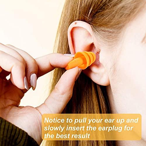 James JAMES soft Ear Plugs for Sleeping, Noise Cancelling Sound Blocking Earplugs Noise Reduction for Swimming Airplanes Musicians Concerts Silicone (Pack of 2) (Orange)
