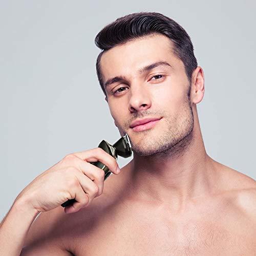 Hatteker HATTEKER Mens Electric Shaver Razor Beard Trimmer Rotary Shaver Cordless Sideburn Trimmer Nose Trimmer Wet Dry Shaver Waterproof USB Rechargeable Classic Black 3 in 1