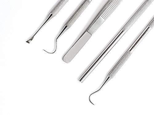 Cynamed Professional Dental Hygiene Kit, Calculus Plaque Remover Set, Stainless Steel Tools, Tarter Scraper, Tooth Pick, Dental Scaler and Mouth Mirror Instruments. Hygienist Kit, Home Use Tools for Adults