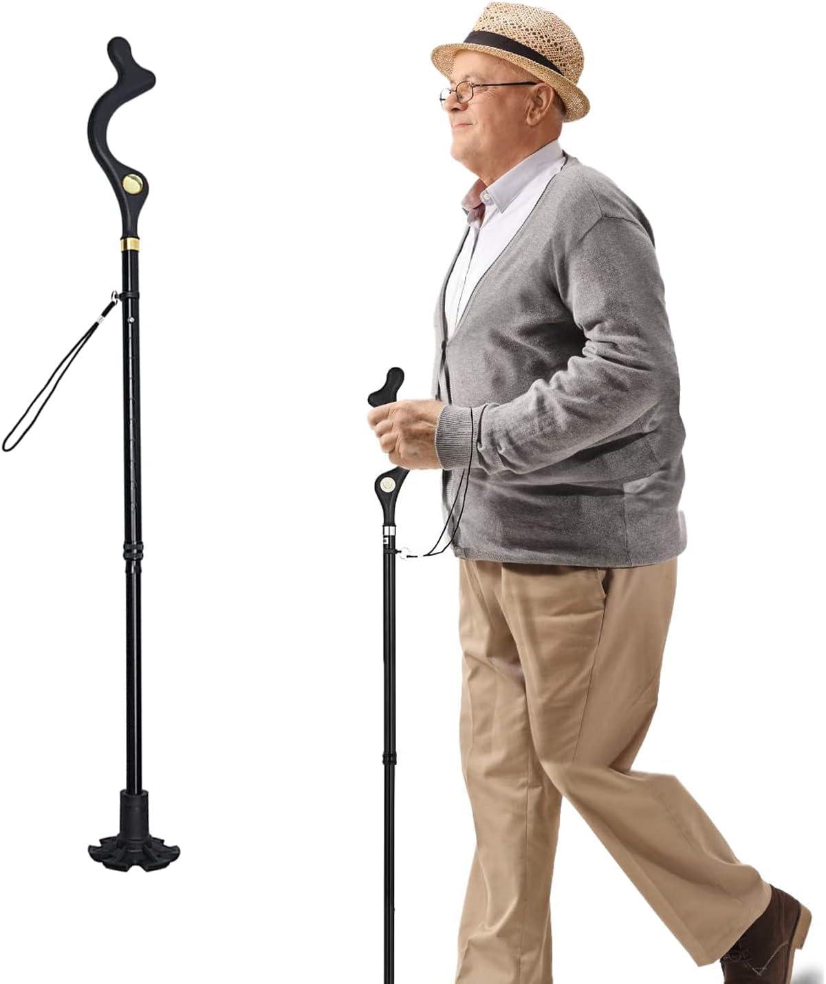Fariox FARIOX Straight Up Cane Folding Self-Standing, Anti Slip and Height Adjustable for Balance and Comfort, Suitable for Men, Women and Seniors