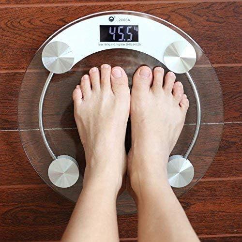 HNO-SALES HNO-SALES Digital Glass Weighing Machine Round Personal Weighing Scale for Home Use Weight Machine (Transparent)