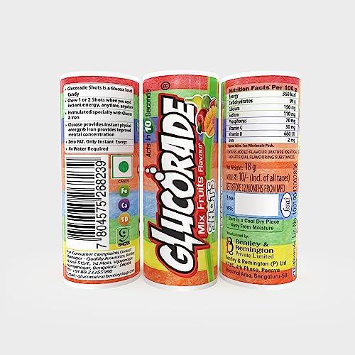 Glucorade Glucorade Shots Glucose Energy Tablets | Mix Fruit Flavour | Jar pack of 20 Tubes | Glucose provides instant energy