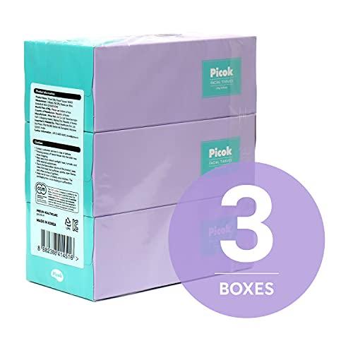 Picok Picok Silky Soft Facial Tissues (150 X 3box), Silky Touch,100% Natural Virgin Pulp, Made in Korea