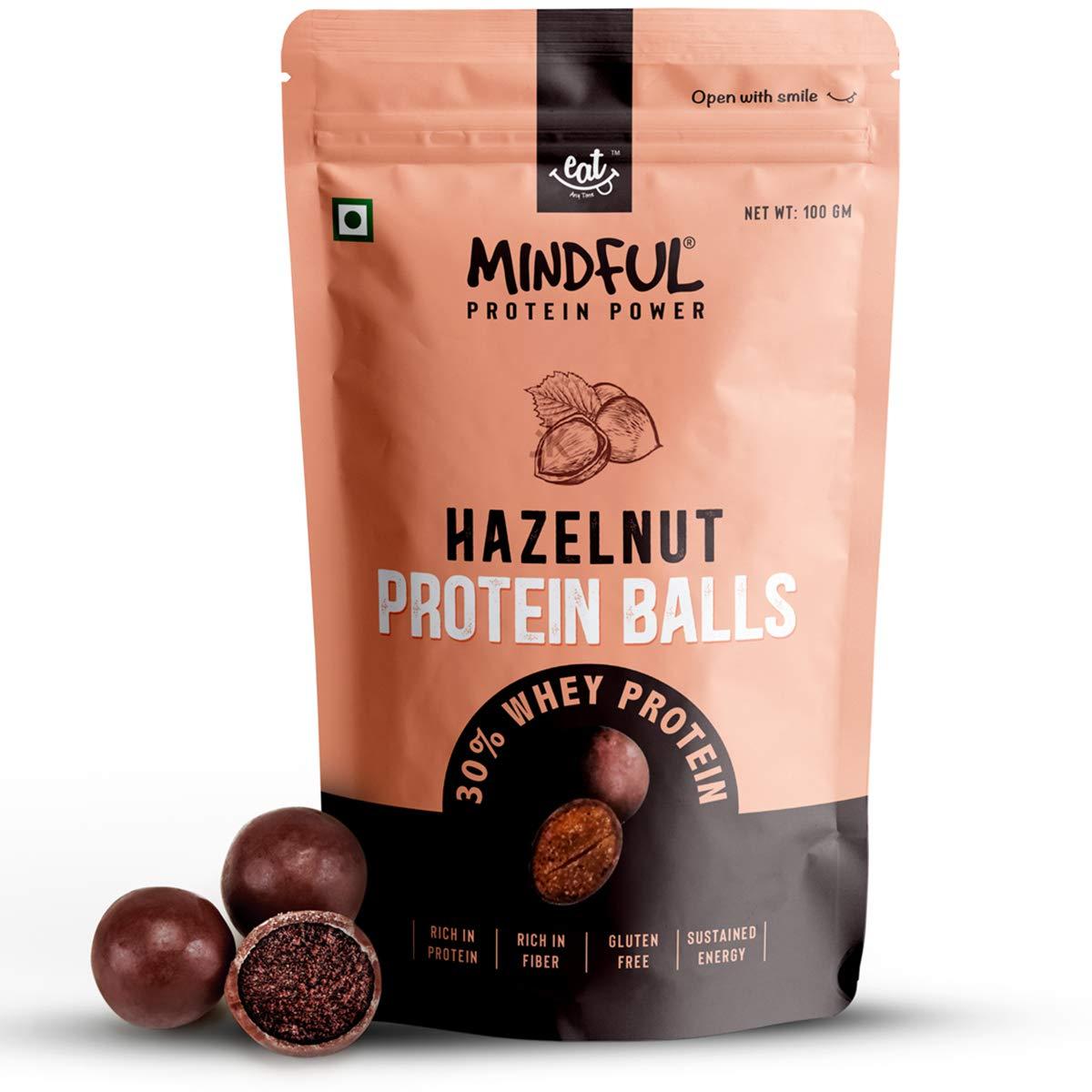 EAT Anytime EAT Anytime Mindful Hazelnut Protein Energy Balls, 30% Whey Protein Snack, Pack of 3-300g (10 Protein Balls x 10g)