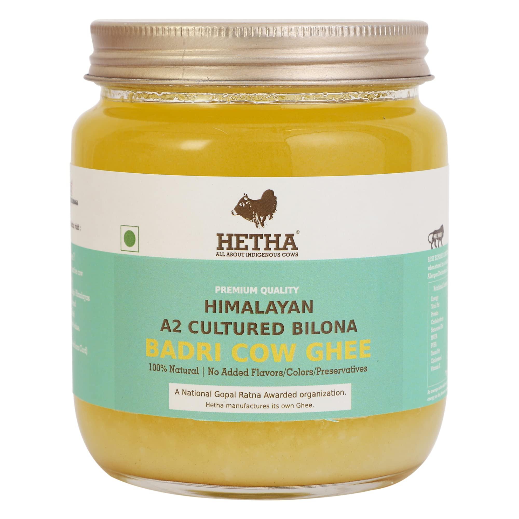 Hetha Hetha Organics Himalayan Pahadi/Badri Desi Cow Bilona A2 Cultured Ghee Made In Brass Utensil (Peetal Kadhai) Single Origin - 500Ml