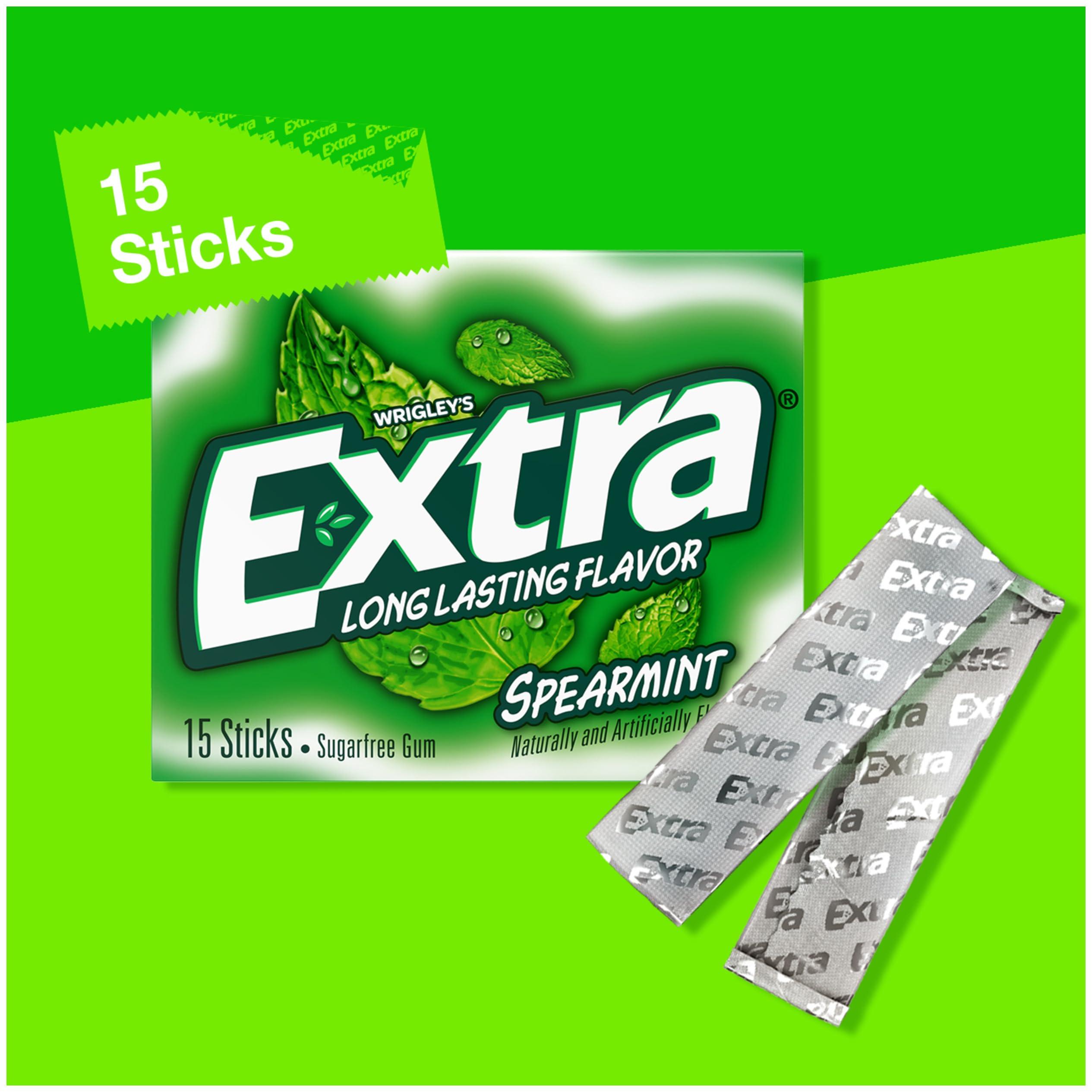 Wrigley's Extra Wrigley\'s Long Lasting Flavor Spearmint 15-Sticks, 40.5 g, 10 Pack
