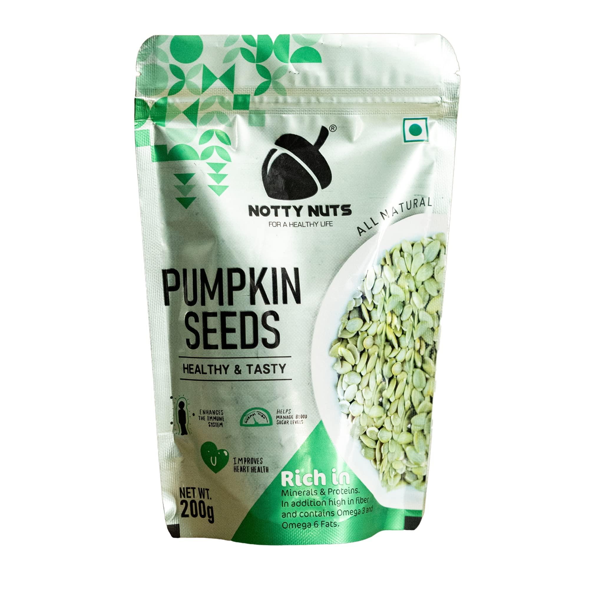 Notty Nuts -FOR A HEALTHY LIFE Notty Nuts Pumpkin Seeds 200g | Raw Pumpkin Seeds for Eating | Immunity Booster Seeds | Protein and Fiber Rich Superfood