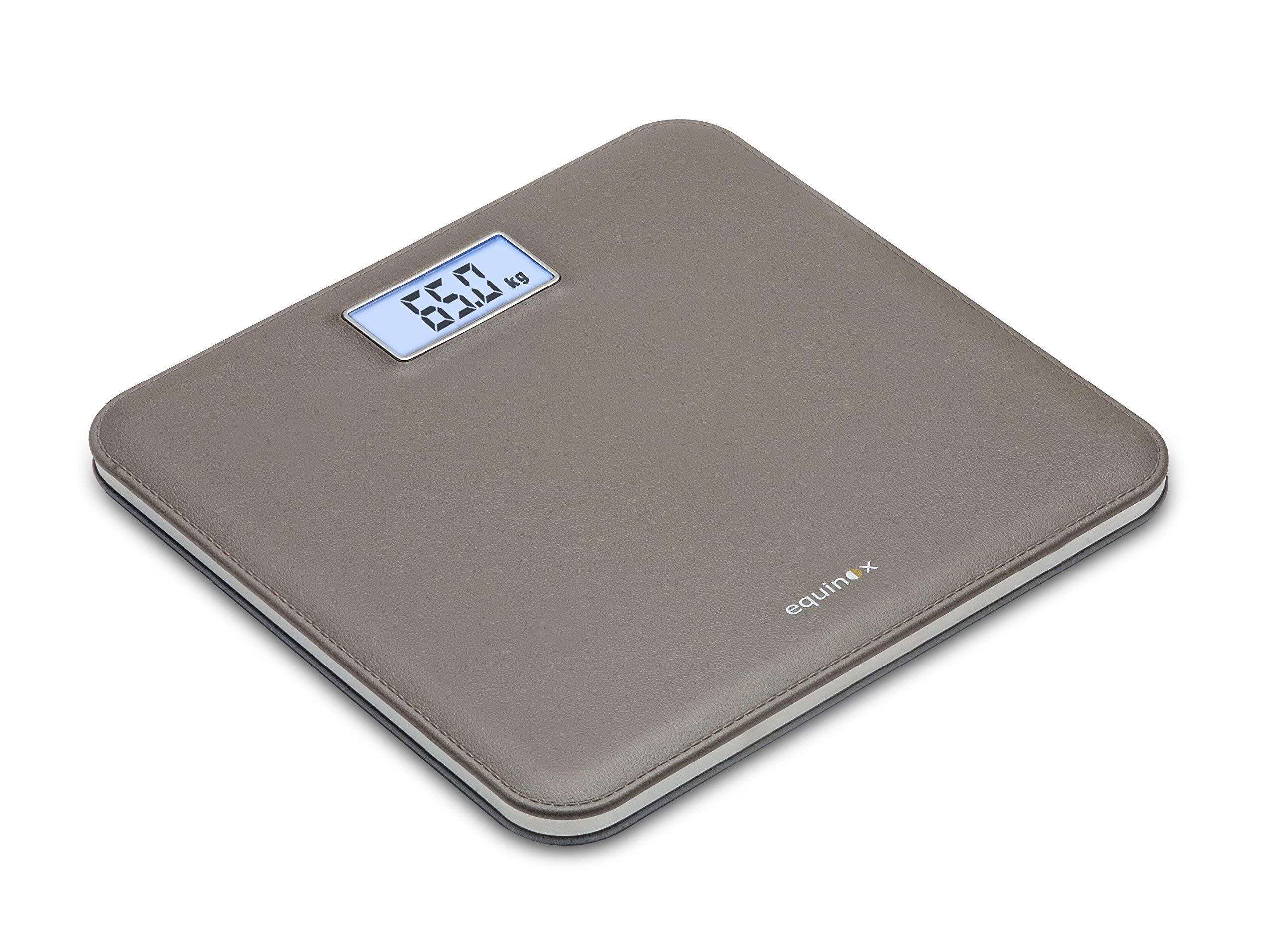 Equinox Equinox Personal Digital Weighing Scale EQ-EB-6171L for body weight, Leather look with ABS platform, Large LCD display with Backlight, Ultra Lightweight, 18 months warranty (Brown)