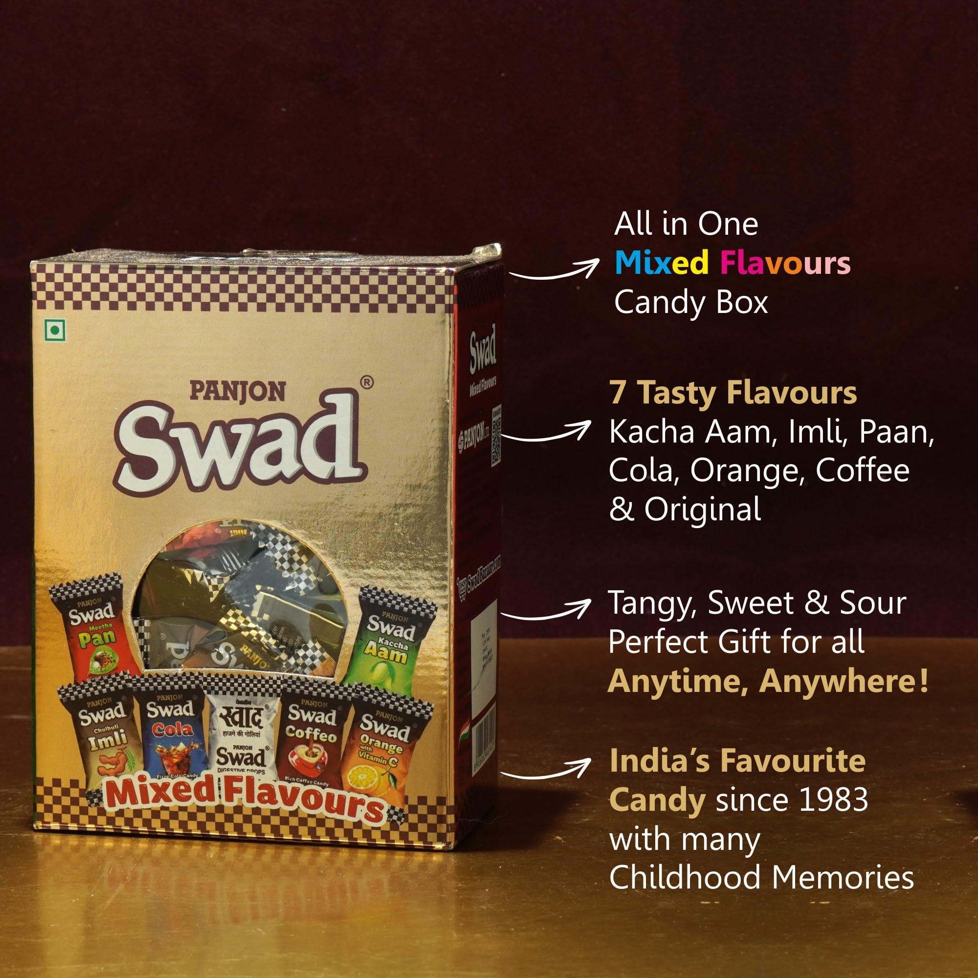 Swad Swad Gift Box, Mixed Flavours Candy (Imli, Pan, Kaccha Aam, Coffee, Cola, Orange) 125 Toffee x 2 Box Pack