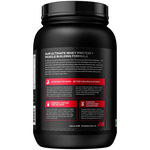 MuscleTech MuscleTech Nitro-Tech Whey Protein, 907g (2lbs), Milk Chocolate, 30g Protein, 3g creatine monohydrate, 6.7g BCAA, ultimate muscle building formula, increase strength & performance