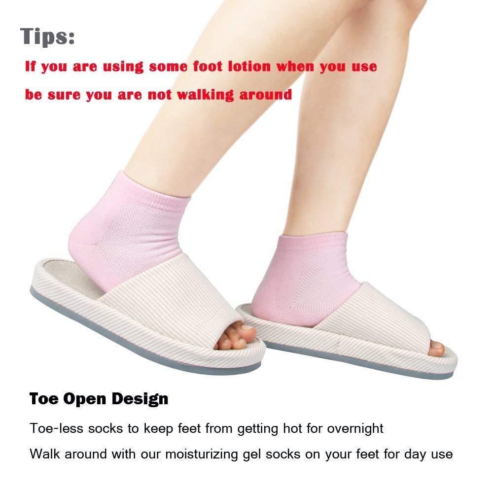 Codream 3 Pairs Vented Moisturizing Gel Socks Lotion Gel for Dry Cracked Heels, Spa Gel Socks Humectant Moisturizer Heel Balm Foot Treatment (Pink&Grey&Turquoise)
