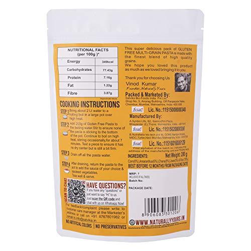 Naturally Yours Naturally Yours, Multigrain Pasta, Gluten Free, No Maida, Preservative Free, Vegan, 200g (Pack of 1)