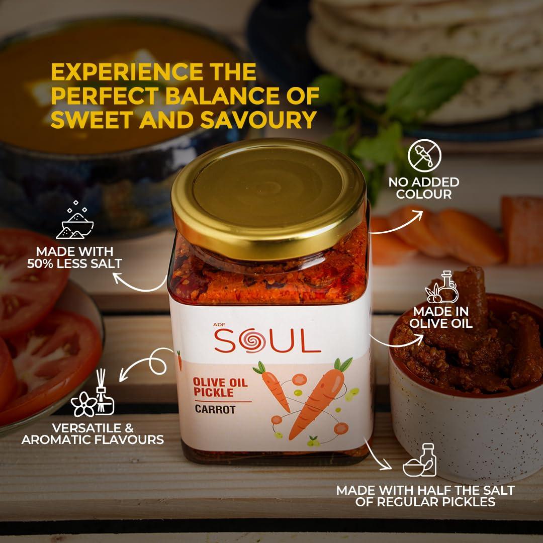 ADF Soul Soul Carrot Pickle in Olive Oil 265 Grams - A Flavorful Fusion Infused with Premium Olive Oil