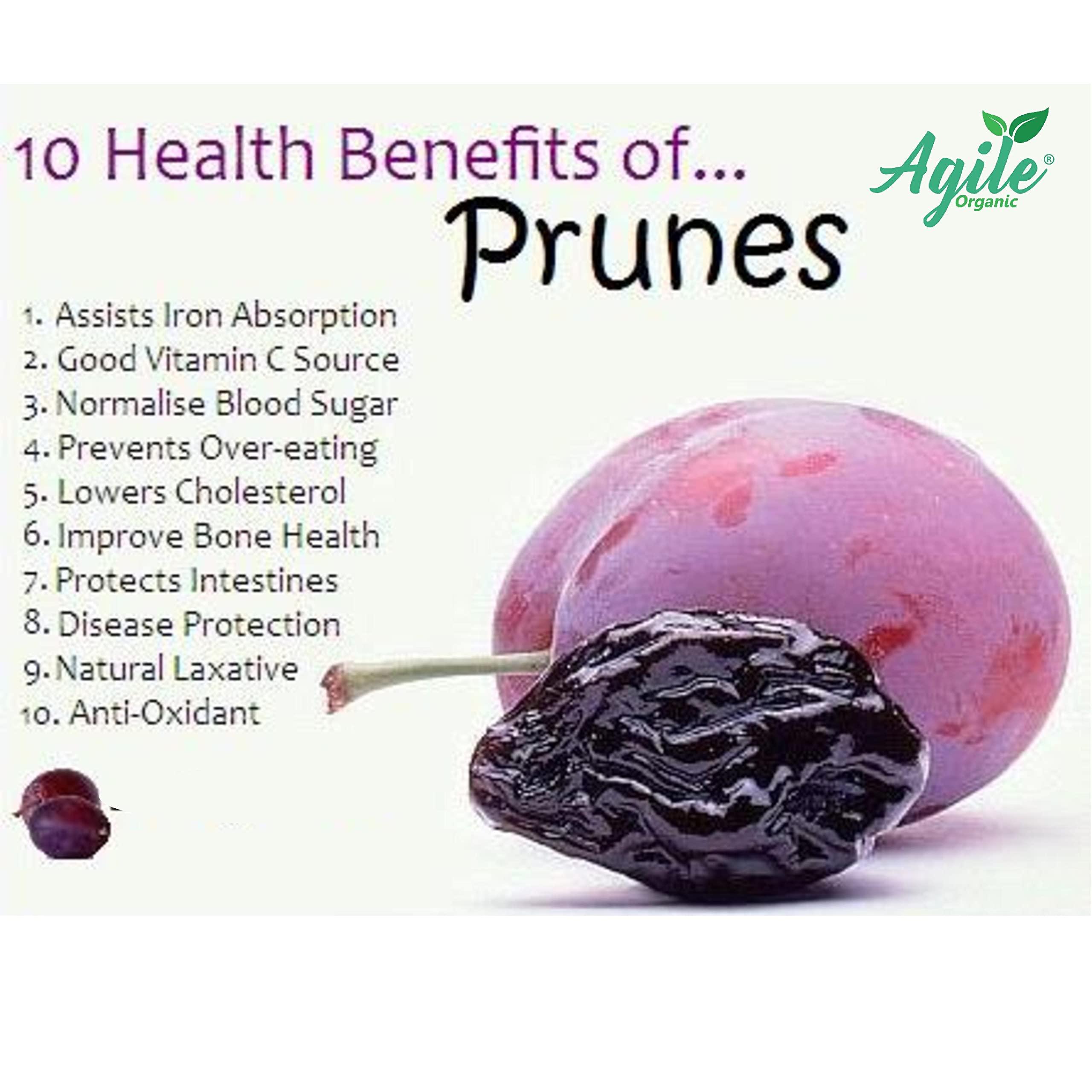 Agile Organic Agile Organic Premium California Pitted Dried Prunes 200 grams | High in Vitamins and Fiber | Prunes 200g