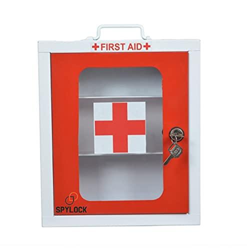 SPYLOCK SPYLOCK Metal First aid Box/First aid kit/Medical Box/Emergency kit/First Aid Box for Home - School - Office/Wall Mount/Multi Compartment (Red & Ivory)