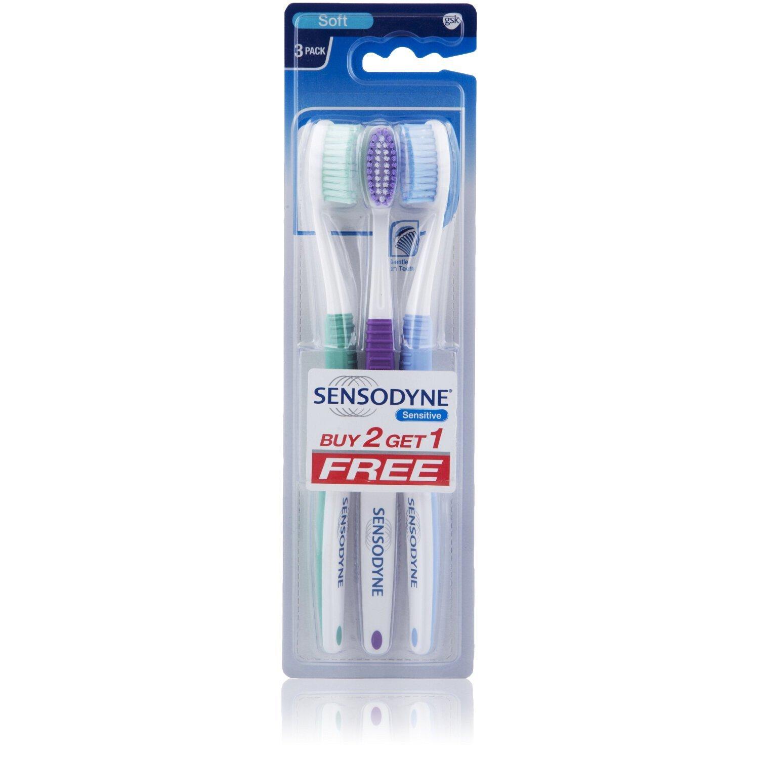 Sensodyne Sensodyne 2 Toothbrush Soft Sensitive Teeth - (Pack of 3), Manual, Adult, White