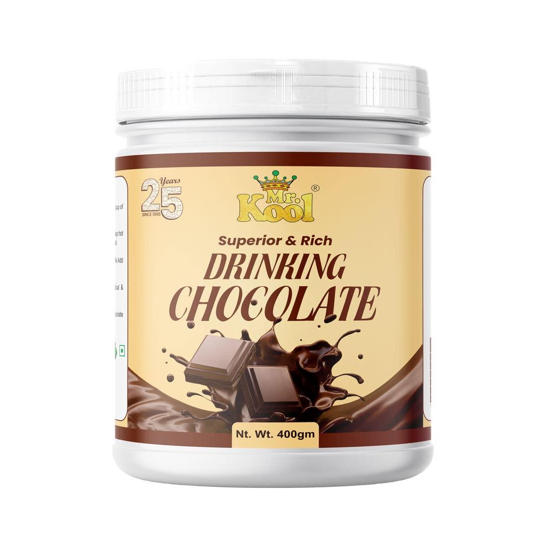 MR. KOOL Mr. Kool Drinking Chocolate Powder for Delicious Hot/Cold Chocolate Drink, Healthy Drink for Kids 400 Gm Jar