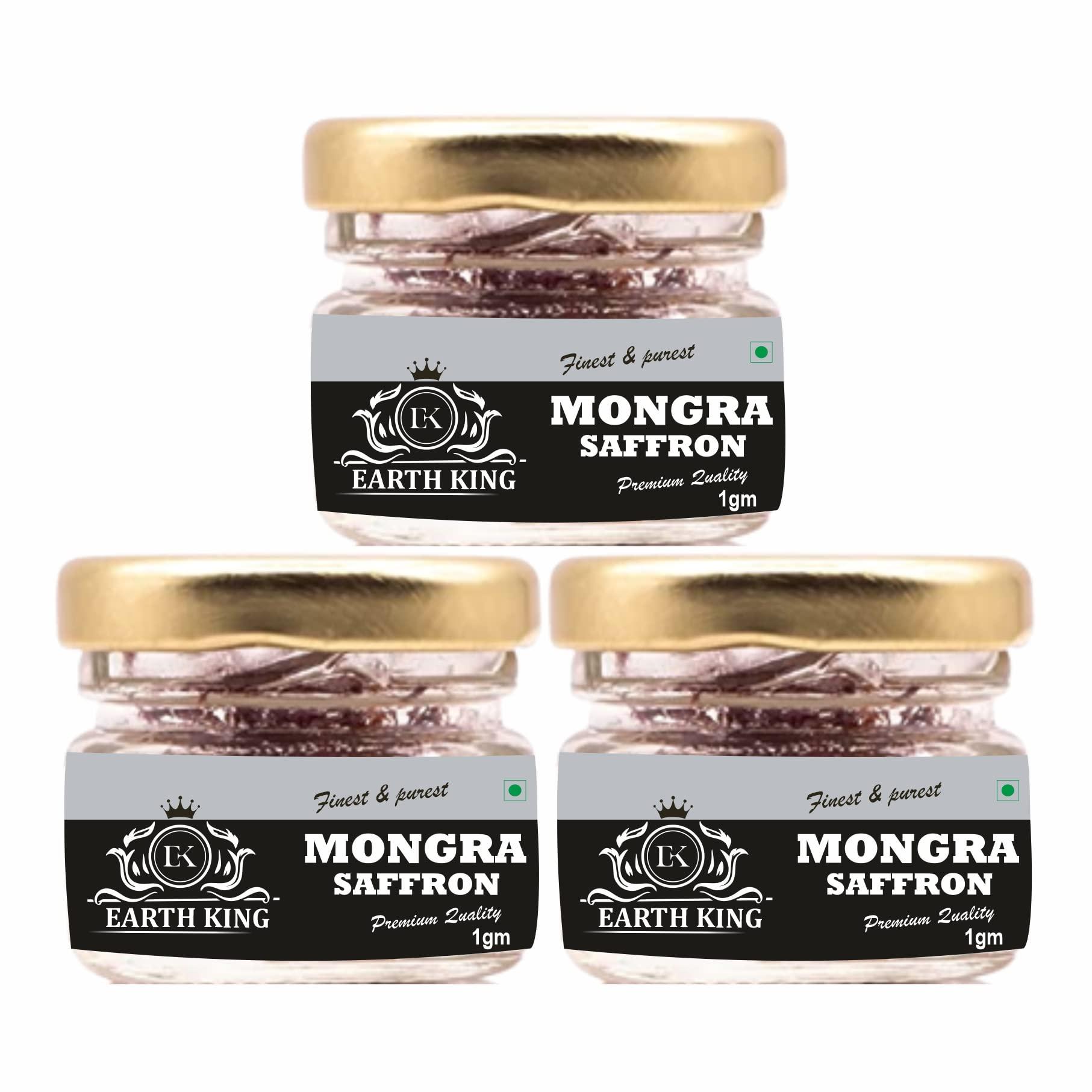 EARTH KING EARTH KING Natural & Finest Grade A++ Mongra Saffron Thread Kesar/Keshar/Zafran/Jafran for Beauty & Health 3GM (Combo Pack)