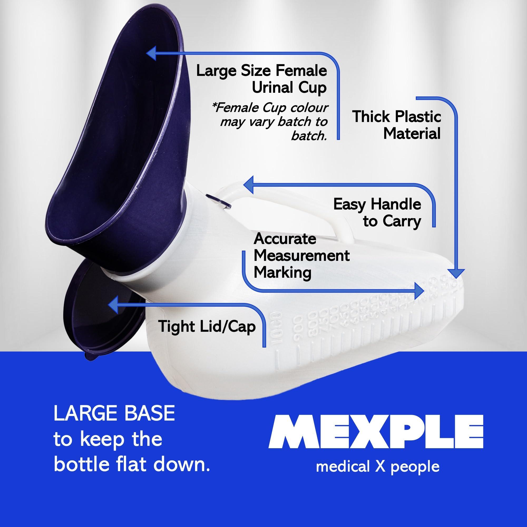 Mexple Mexple Peepod M/F Urinal Pot, Urinal For Women & Men, Pee Funnel, Unisex Bed Pan, Portable & Safe Medical Grade Urine Pot With Female Cup 1000Ml, Urine Bottle For Patients, White