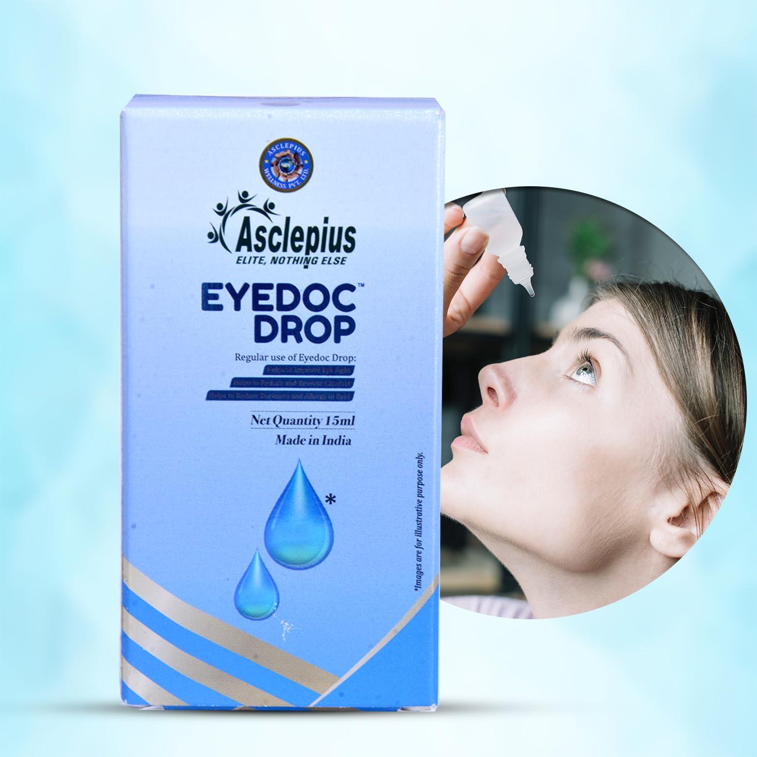 ASCLEPIUS WELLNESS Asclepius Eyedoc Drop Natural Eye Care with Rose Petals, Honey & Herbal Blends for Dryness, Itching, Reduces Redness, and Enhances Eye Health with Punarnava, Bhringraj, Neem- 15ml