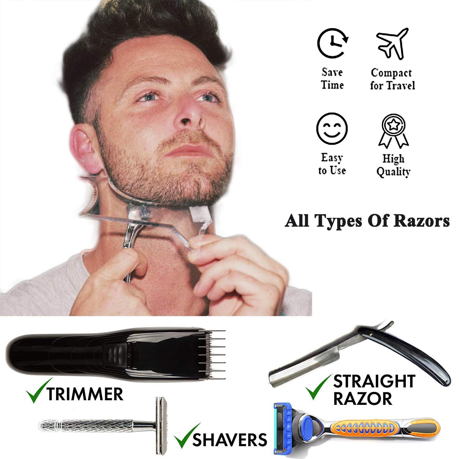ZXTRESS Beard Shaping Styling and haircut tools for men - Perfect for Hairline Line-up, Edging - Stencil/Template for Trimming, Mustache, Goatee, Neckline, Great Gift