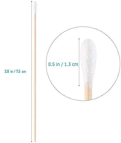 Calitate24 200 Sticks Ear Cleaning Buds, Wooden Cotton Swabs Bamboo Stick Ear Buds for Ear Wax Cleaning Double Tip Ear Cleaner - 100% Pure Cotton Baby Care Swabs