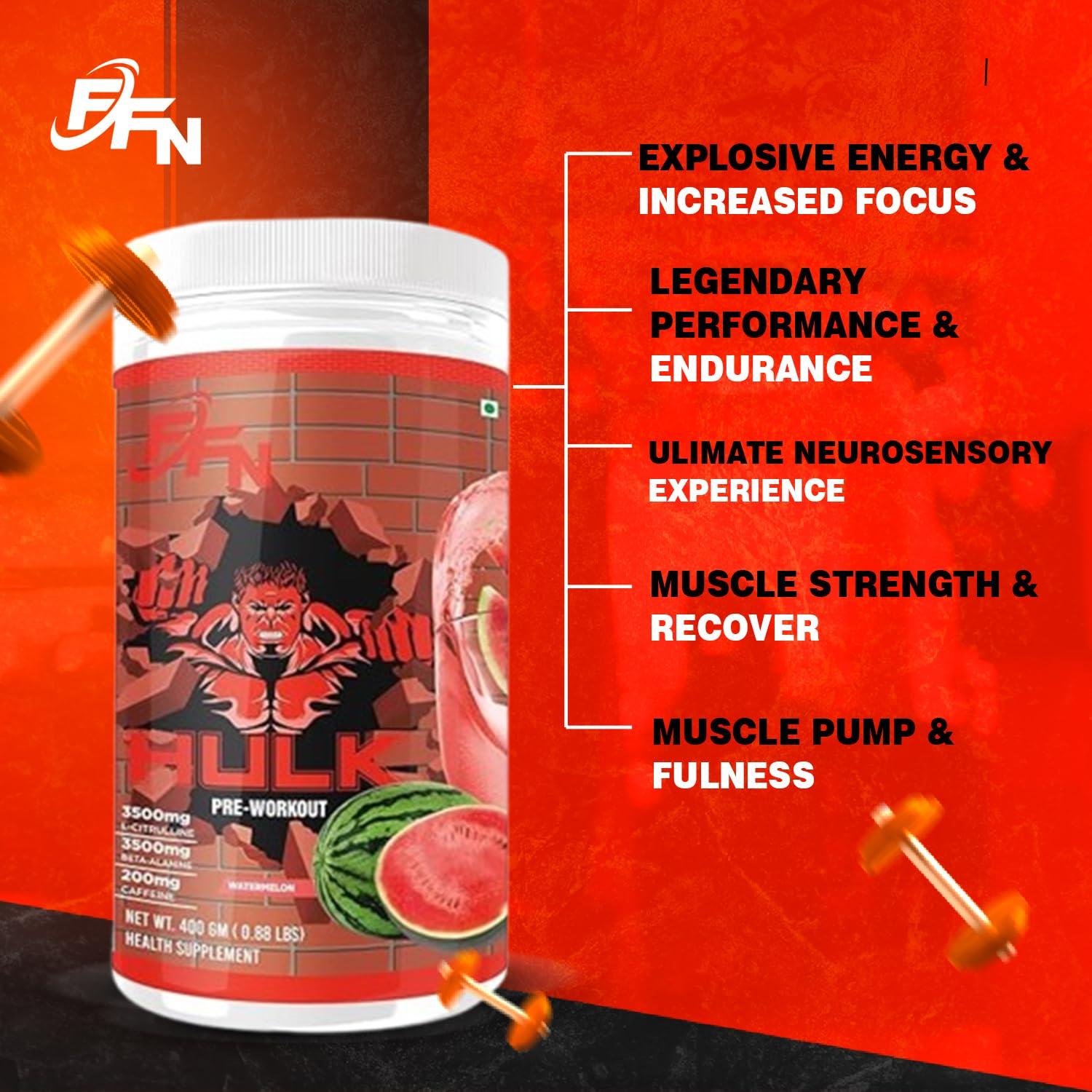 FITNESS FREAK NUTRITION Fitness Freak Nutrition Pre-Workout (30 Servings) Premium Supplement for Enhanced Focus, Strength, Energy, and Pump 100% Dope-Free, Banned Substance Tested, 400g - Watermelon