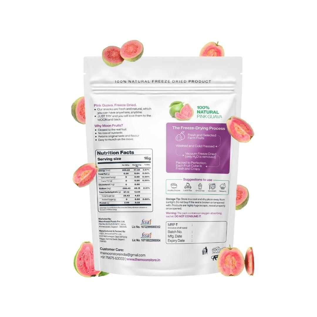 Moon Moon Freeze Dried Guava | No Preservatives, No Added Sugar, Healthy Dried Fruit | 100% Natural, Vegan, Gluten Free Snack for Kids and Adults | 16 g Pouch (Pack of 1)