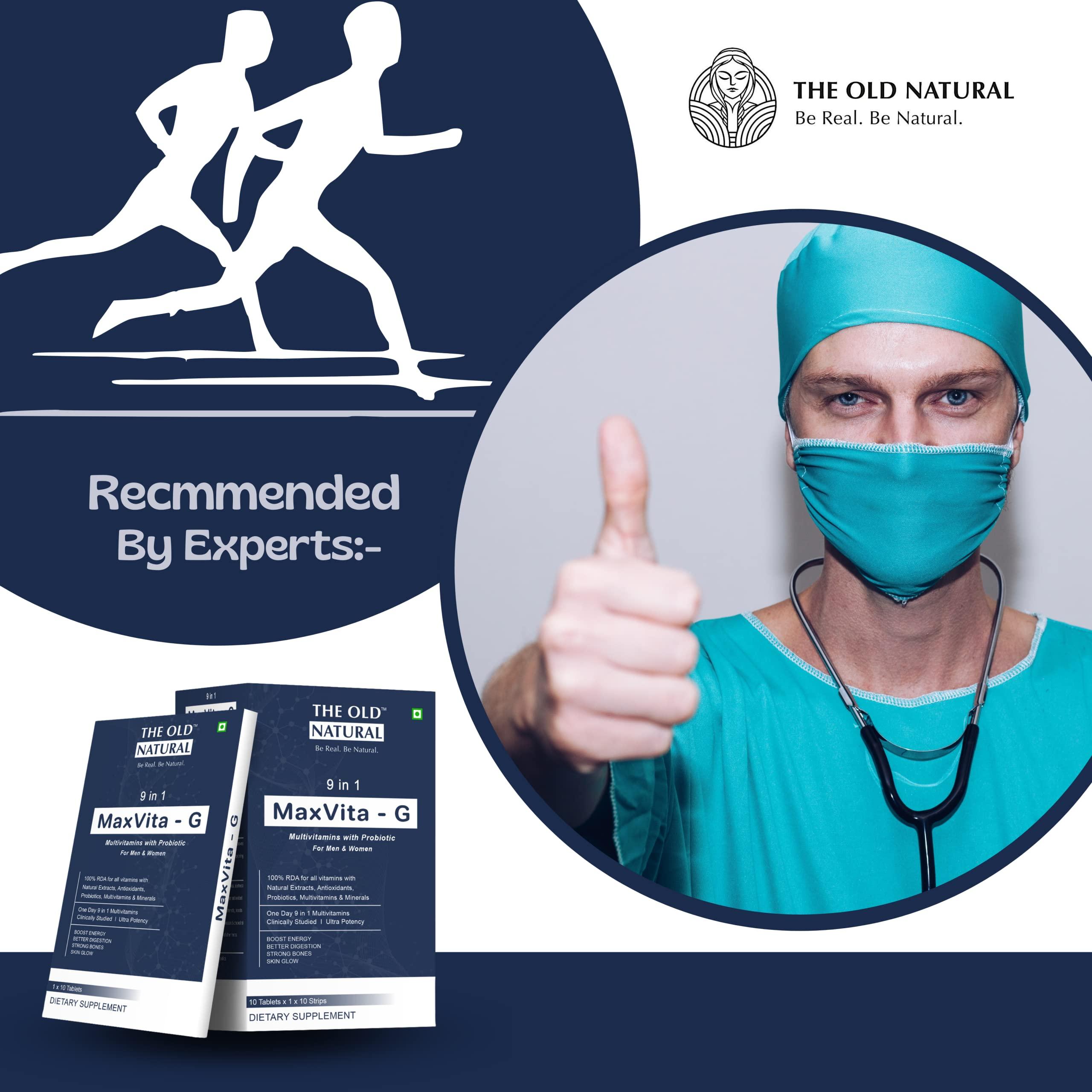 The Old Natural The Old Natural Maxvita -G Multivitamin with Probiotic 50 Tablets I Combination Of 9 In 1 Blends - Vitamins, Minerals, Prebiotic & Probiotic (Pack of 5 Strips - 50 Tablets)