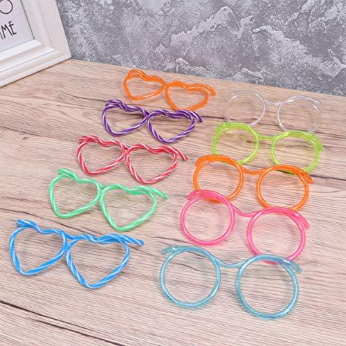TOYANDONA TOYANDONA Fun Drinking Straw Eye Glasses 20 Pcs DIY Straw Tube Sets Flexible Crazy Straws Glasses for Kids Adult Party Birthday, Wedding, Bar Party Favors