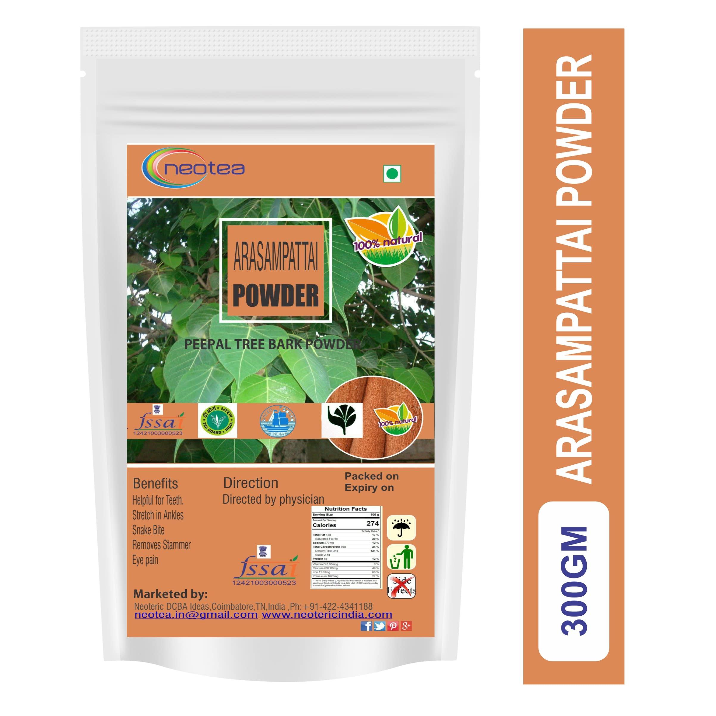 neotea Neotea Arasam Pattai Sacred Fig Powder | Peepal Tree Bark | Ficus Religiosa | Aswattha Chaal | Sesame Pipal Chaal | Digestive Health, Respiratory Wellness, Skin Care, Immunity & Wound Healing 300 GM