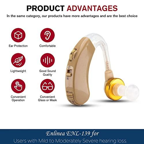 Enlinea Enlinea ENL-139 Behind-The-Ear (Bte) Hearing Aid Machine For Ear Old Age | Suitable For Mild To Moderate Hearing Loss (Pack of 1)
