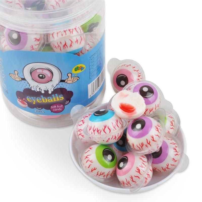 CandiExotics CandiExotics 3D Bursting Eyeball Jelly | Eye Candy | Ball Candy | Center Filled Gummy Candy | Spooky Halloween Jelly Balls | Jelly Candy 30 Pcs, 330 gm Jar